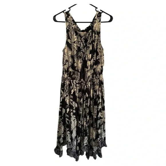 NWT Lola P Black Tan Sleeveless Stress Tropical Zoo Animal Print Dress Size M - Picture 5 of 15